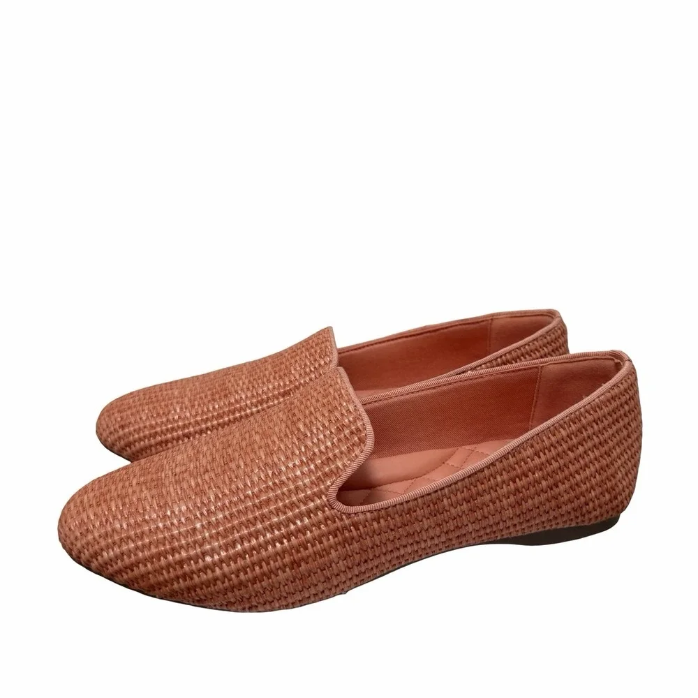 Birdies The Startling Raffia Flats Womens US 9.5 Coral Comfort Slip On Shoe NWOB